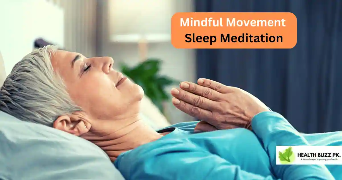 A mature woman doing practice mindful movement sleep meditation methods